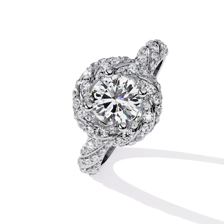 Rime Round Halo Solitaire Ring