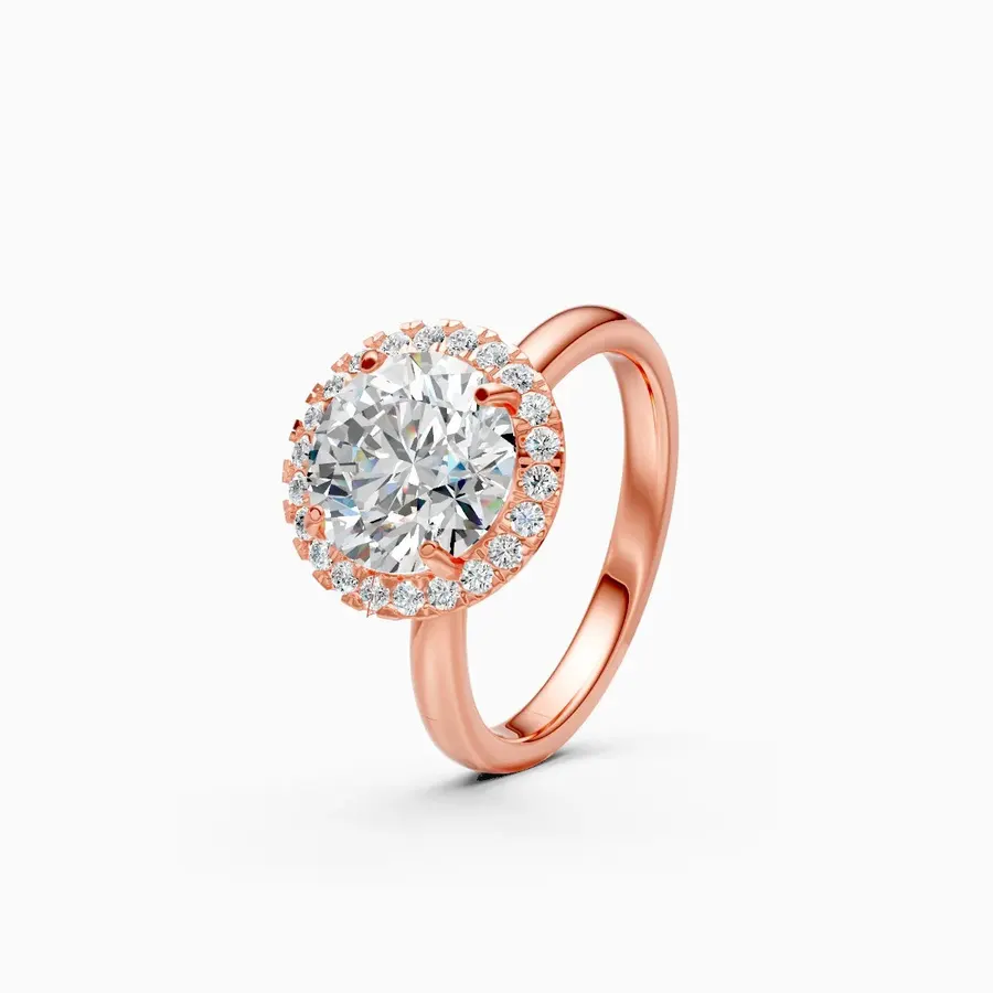 Rime Round Halo Cluster Solitaire Ring, 1.29 ct