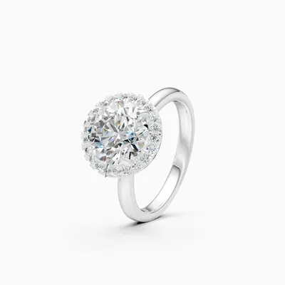 Rime Round Halo Cluster Solitaire Ring, 1.29 ct