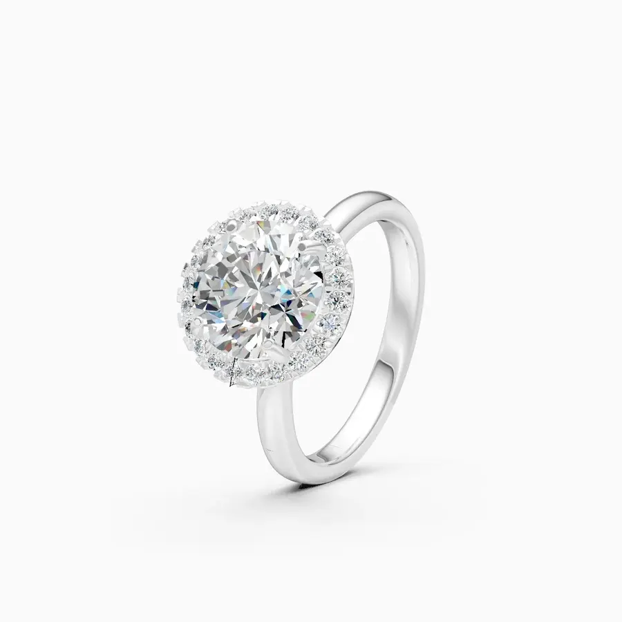 Rime Round Halo Cluster Solitaire Ring, 1.29 ct