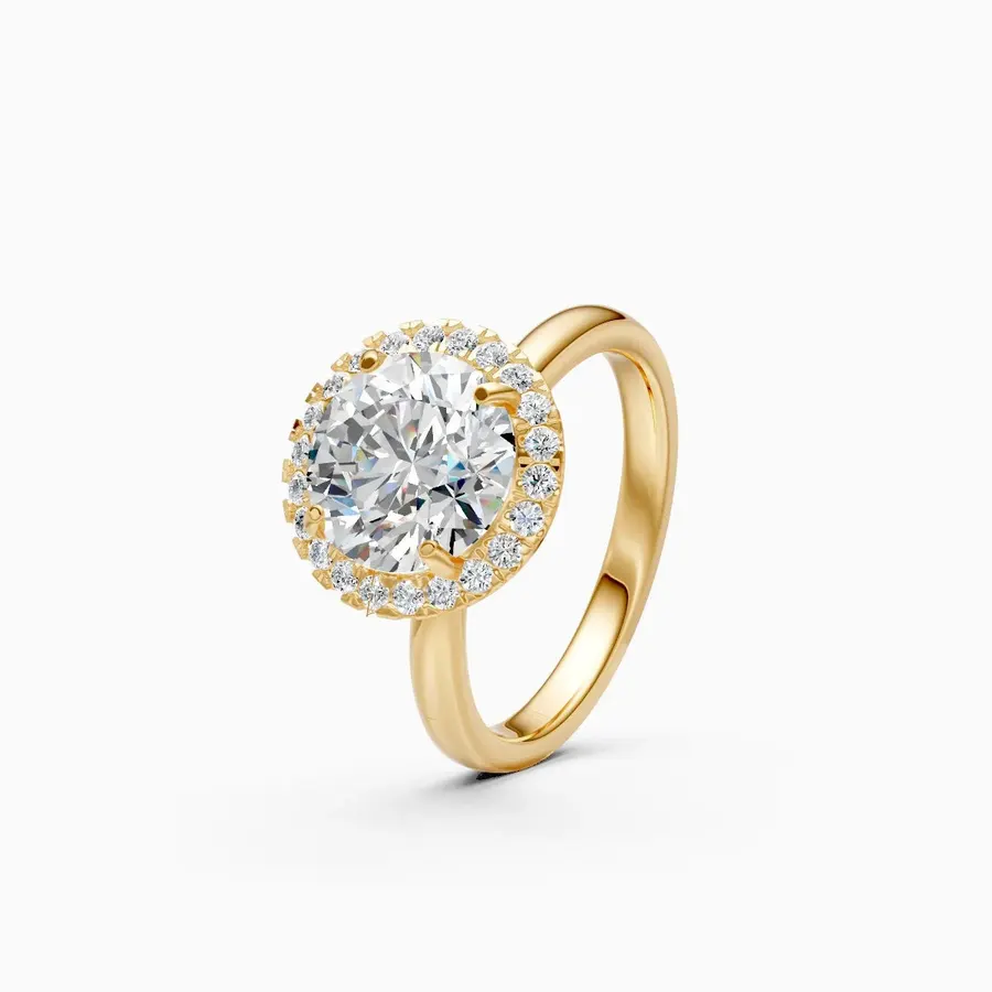 Rime Round Halo Cluster Solitaire Ring, 1.29 ct