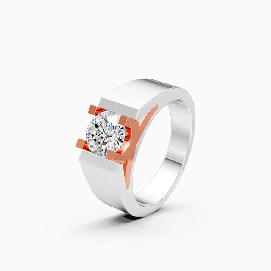 Basalt Round Men's Classic Solitaire Ring