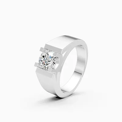 Basalt Round Men's Classic Solitaire Ring