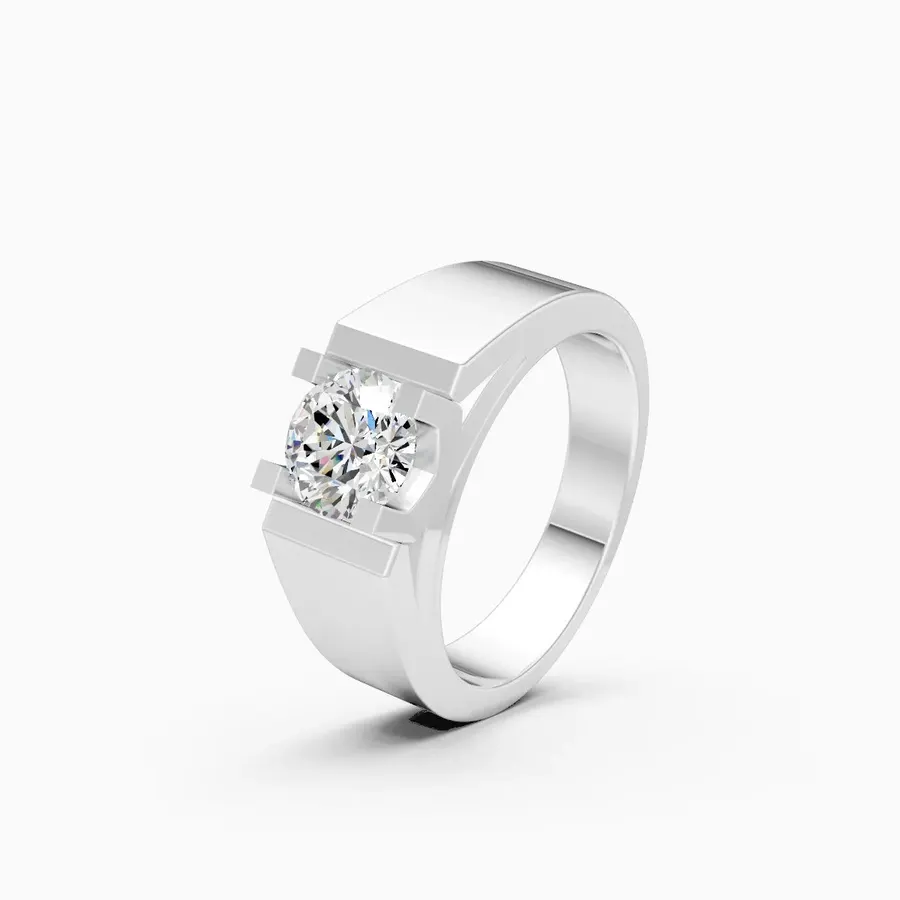 Basalt Round Men's Classic Solitaire Ring