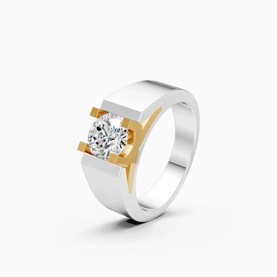 Basalt Round Men's Classic Solitaire Ring