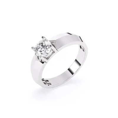 Basalt Round Men's Solitaire Ring