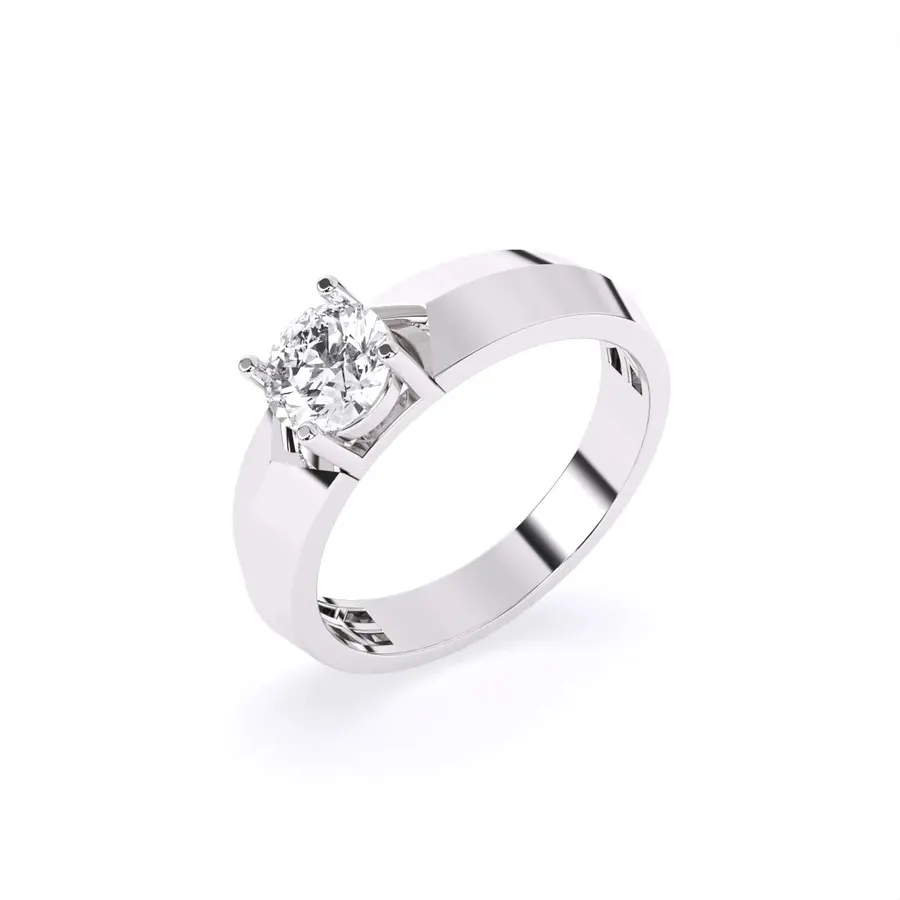 Basalt Round Men's Solitaire Ring