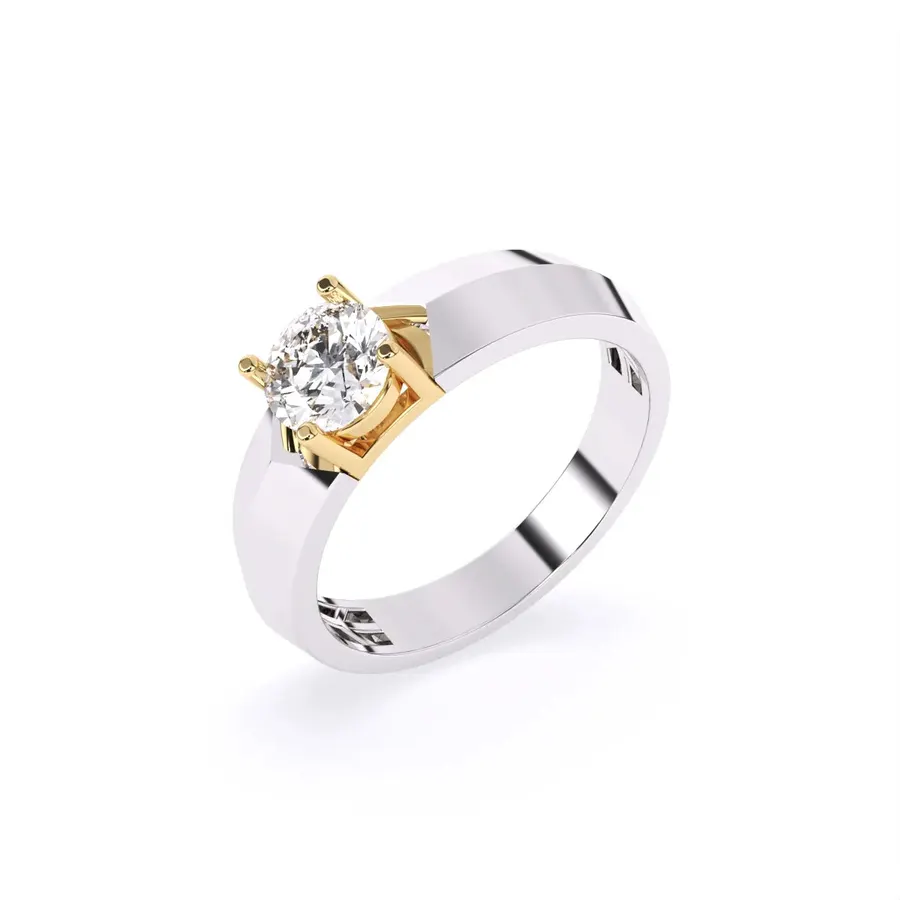 Basalt Round Men's Solitaire Ring