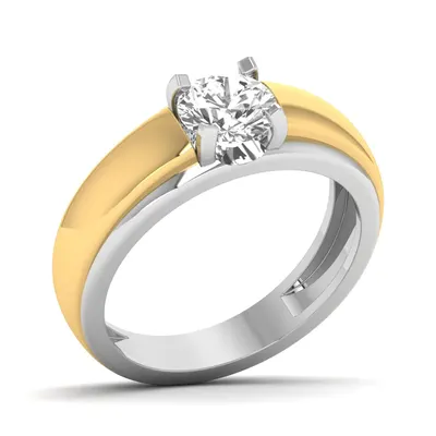 Basalt Round Two-Tone Solitaire Ring