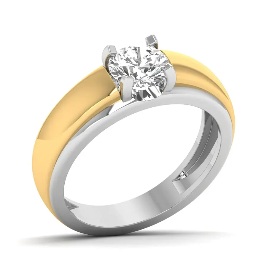 Basalt Round Two-Tone Solitaire Ring