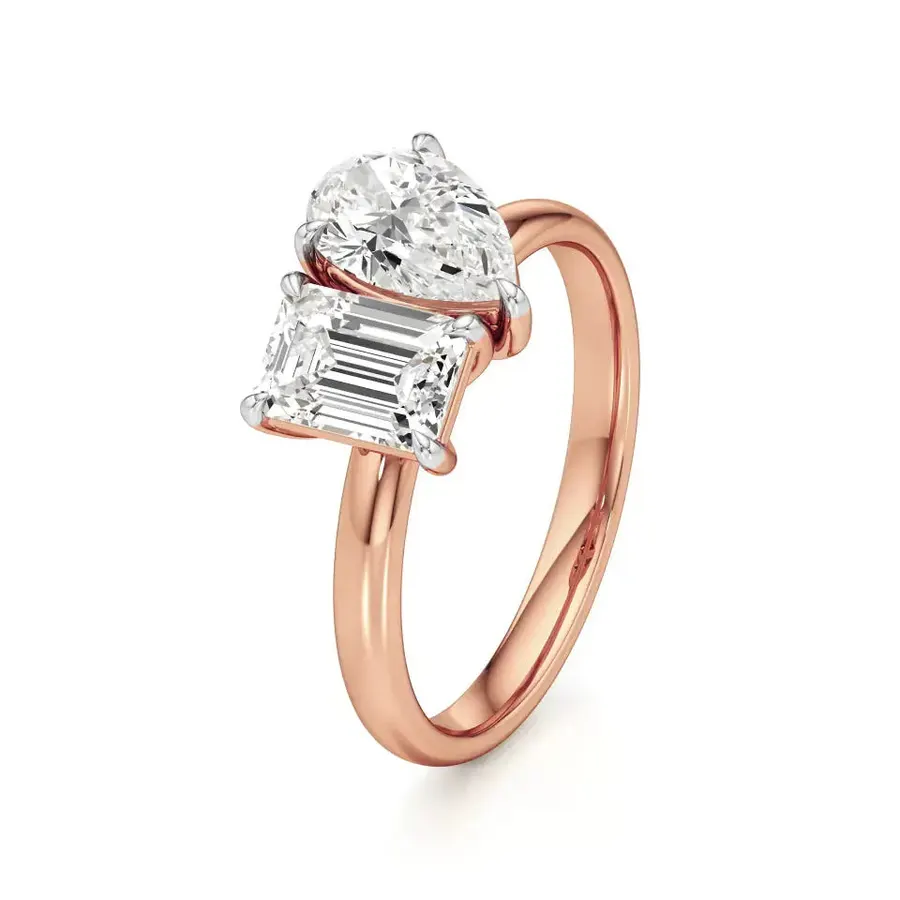 Sundog Pear & Emerald Ring, 2 ct