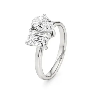 Sundog Pear & Emerald Ring, 2 ct