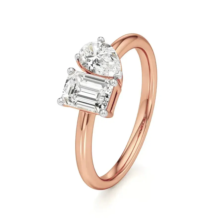 Sundog Pear & Emerald Ring, 2 ct