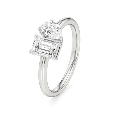 Sundog Pear & Emerald Ring, 2 ct