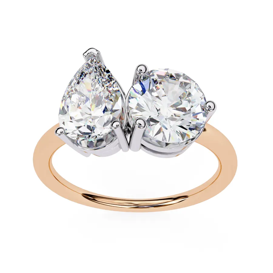 Sundog Round & Pear Ring, 0.8 ct