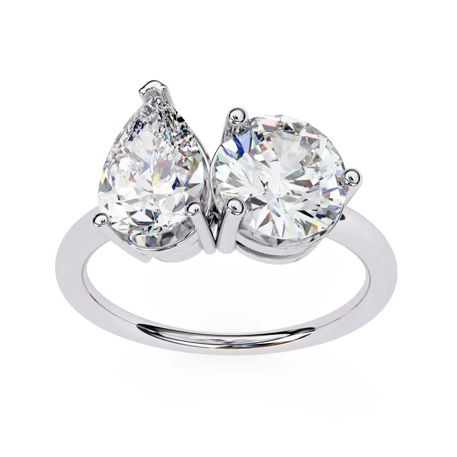 Sundog Round & Pear Ring, 0.8 ct