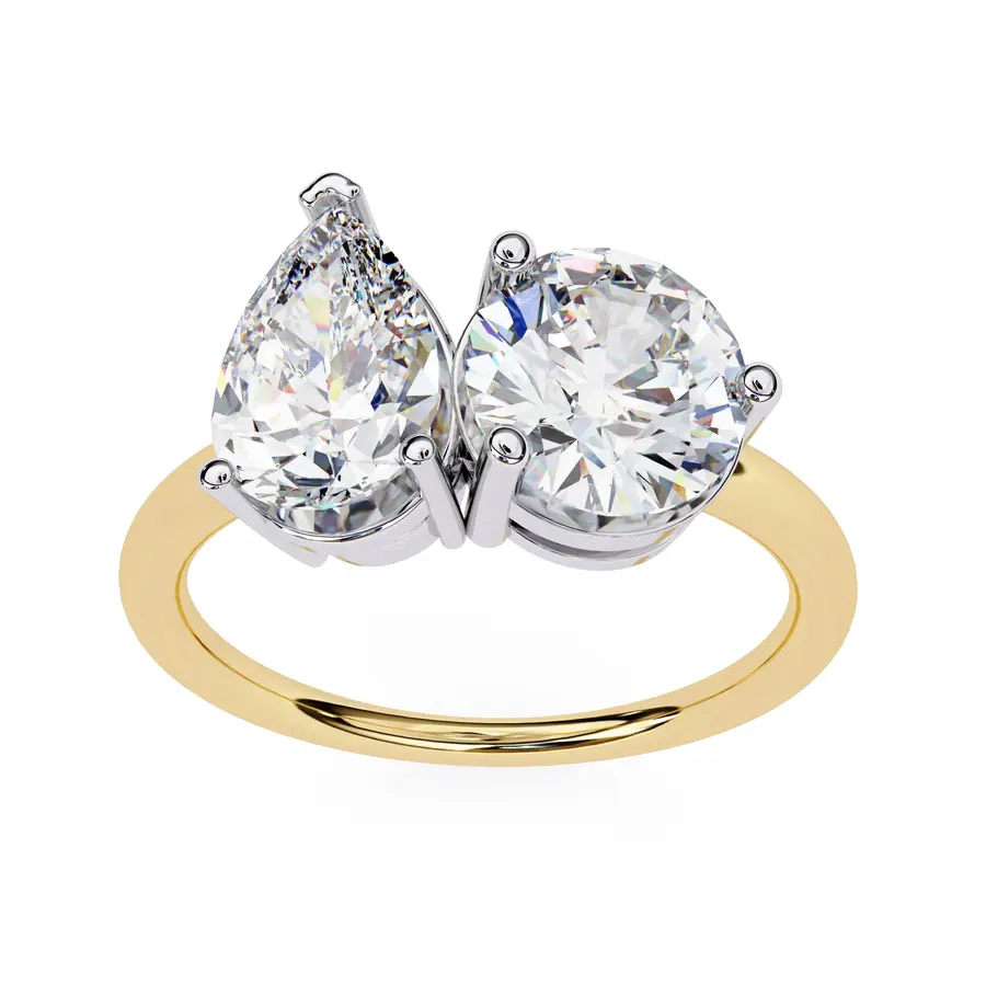 Sundog Round & Pear Ring, 0.8 ct