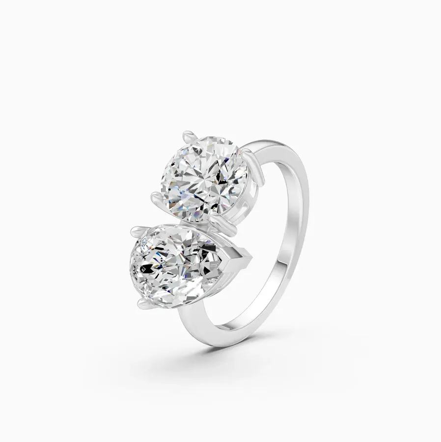 Sundog Round & Pear Halo Ring